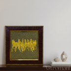 Pyrite Crystals Frame with Seven Running Horses