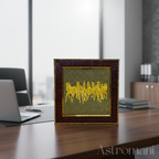 Pyrite Crystals Frame with Seven Running Horses