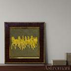 Pyrite Crystals Frame with Seven Running Horses